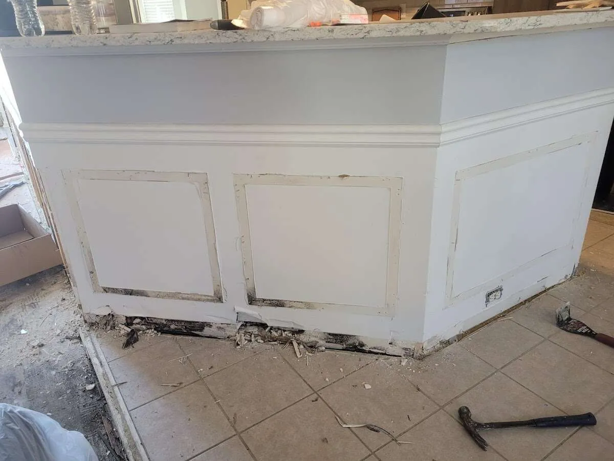 Water damage and mold on kitchen during Storm Damage Restoration in Hilliard